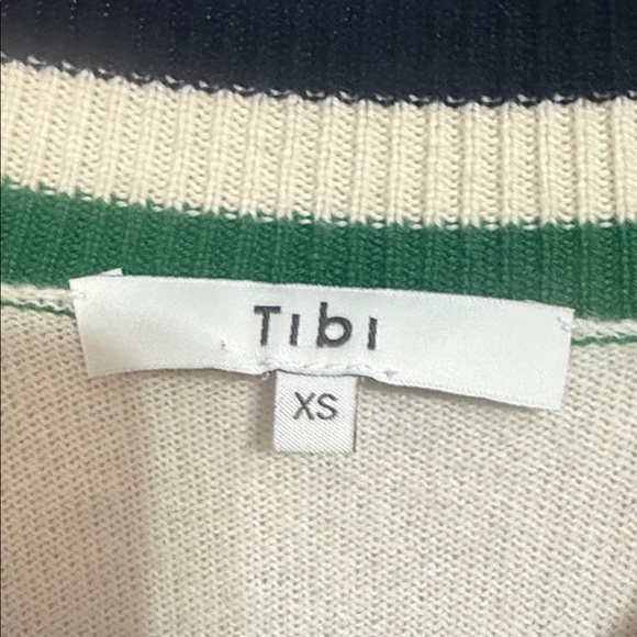 Tibi Women Washable Wool/Cashmere Blend Striped Warp V-Neck Pullover Size XS - Picture 9 of 10